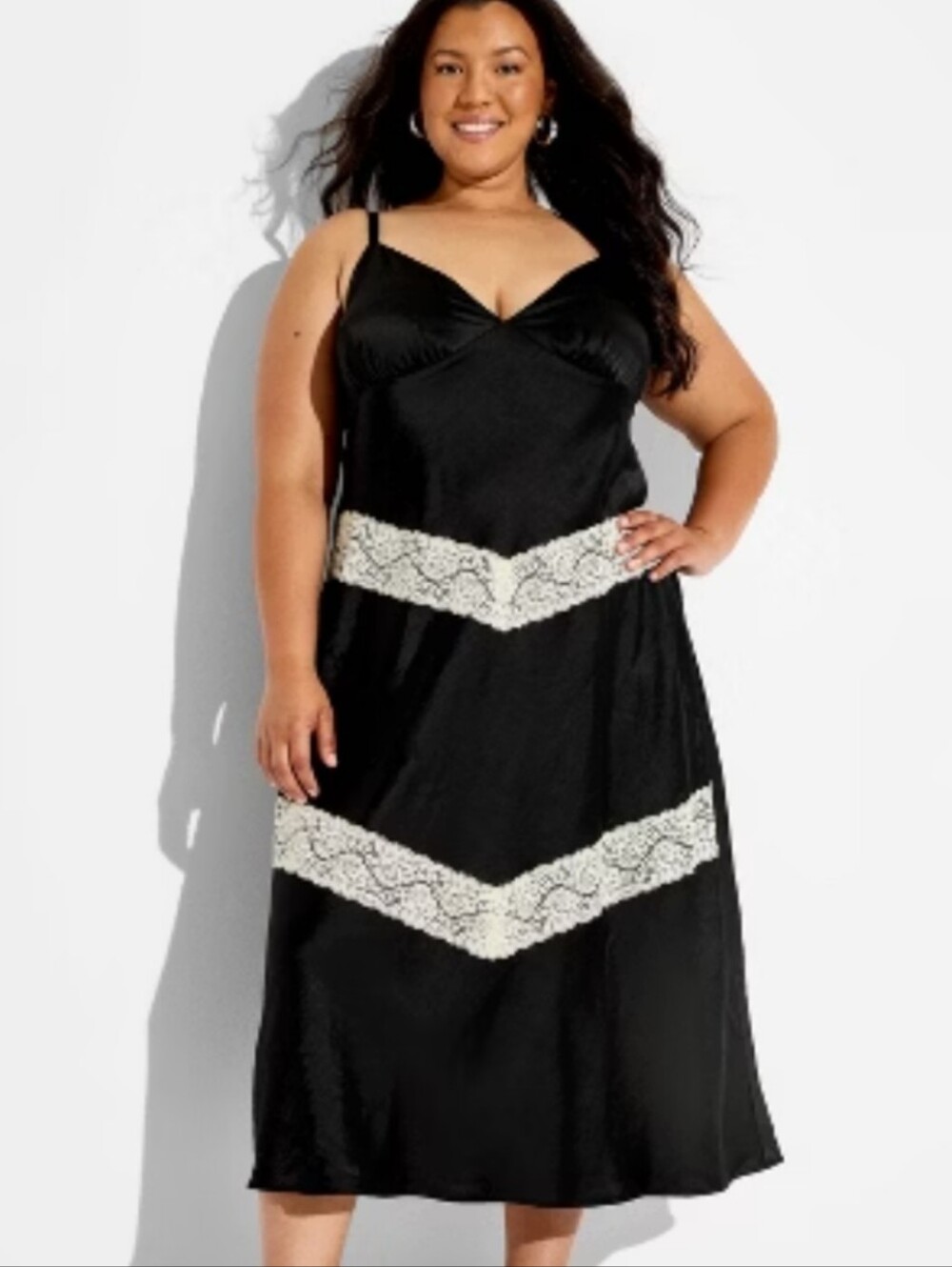 NWOT Wild Fable Women's Lace Satin Midi Dress Size XL